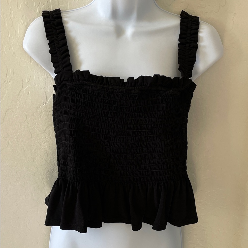 Bcbgeneration Black Ruffled Crop Top - image 1